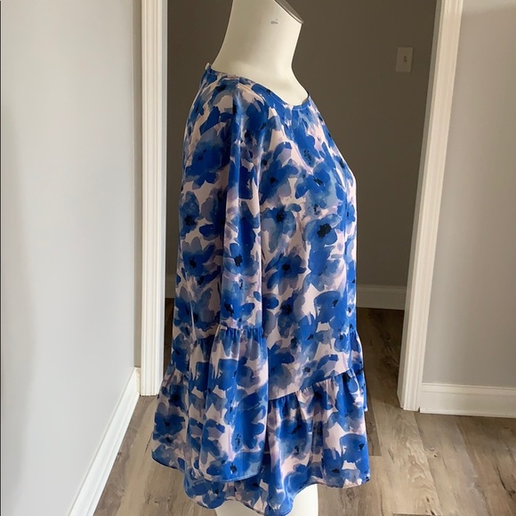 Blush/Blue/Black J. Crew flouncy top - Picture 2 of 4